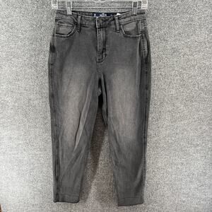Hollister Jeans Womens 26 Gray‎ Black Mom Jeans High Rise 90s Denim Comfort